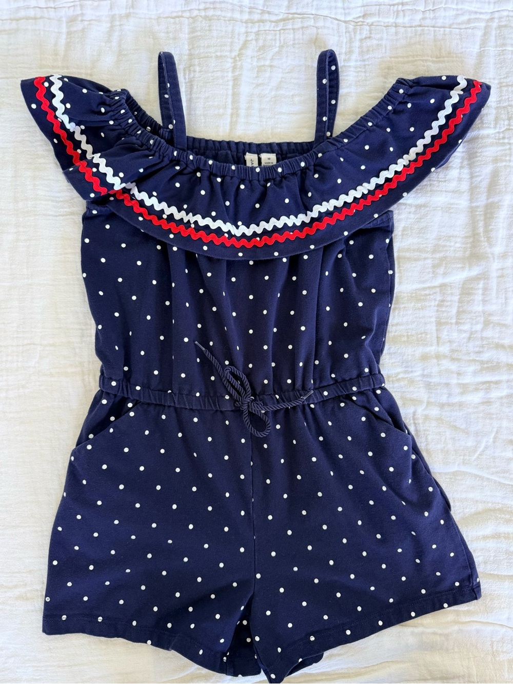 Janie and Jack Girls Navy Polka Dot Romper